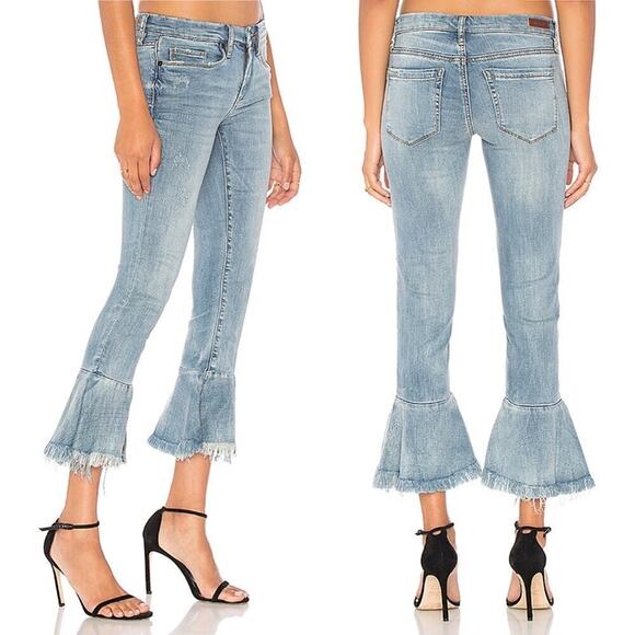 NWT BLANKNYC Ruffle Crop Festival Jean Flared & Wide Leg Denim Cropped Denim  24 - Picture 2 of 15